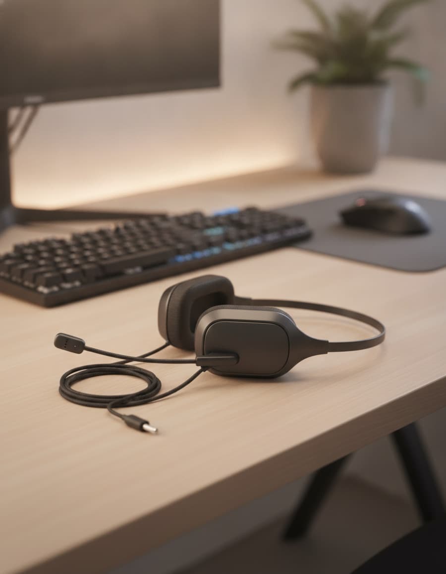 Lightweight wired headset — detachable mic