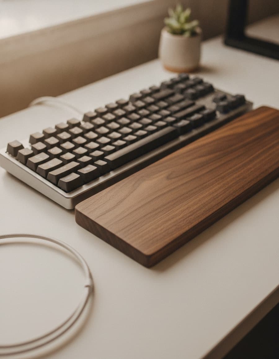 Walnut wrist rest — custom engraving