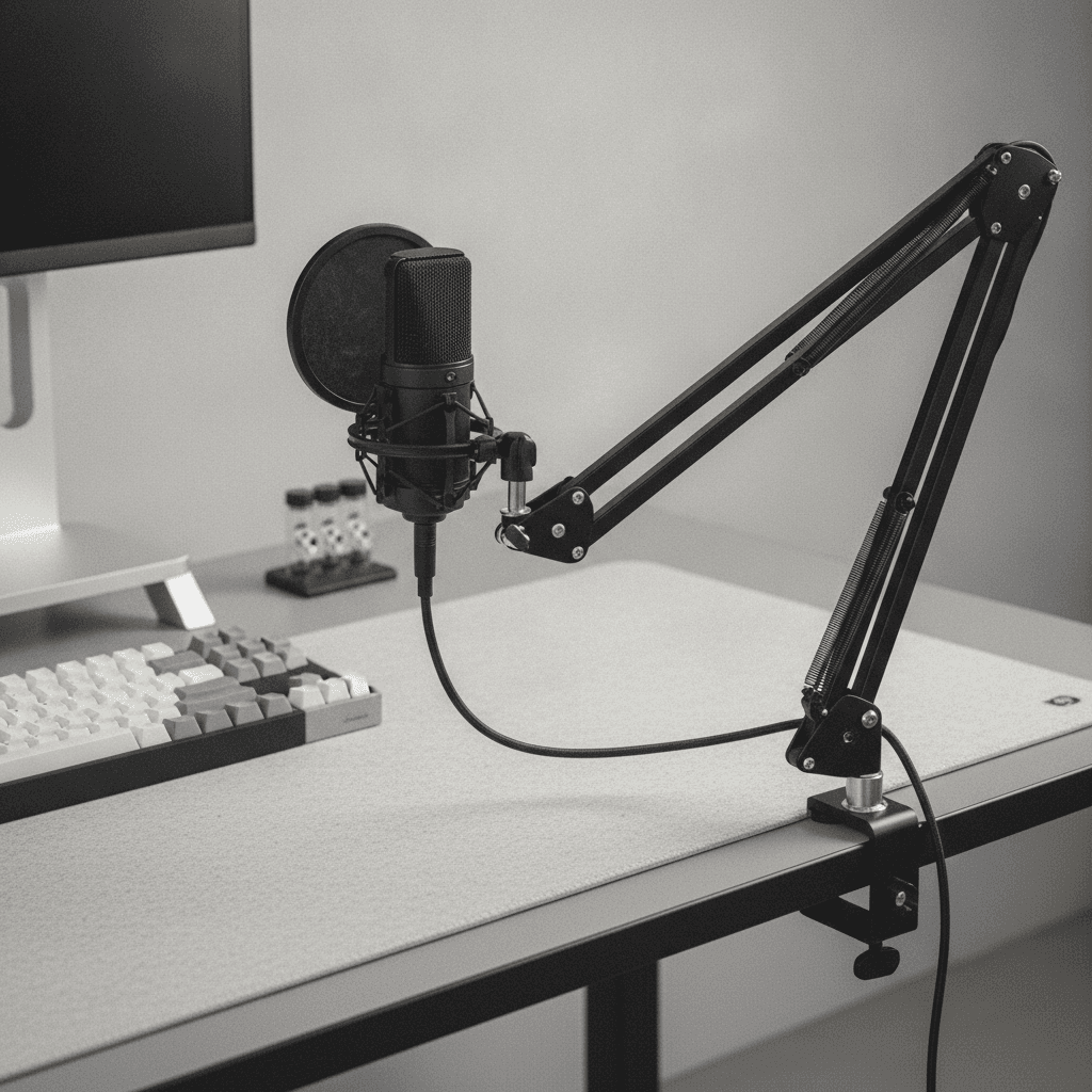 Bras de Micro Insonorisé sur Pinau de Bureau