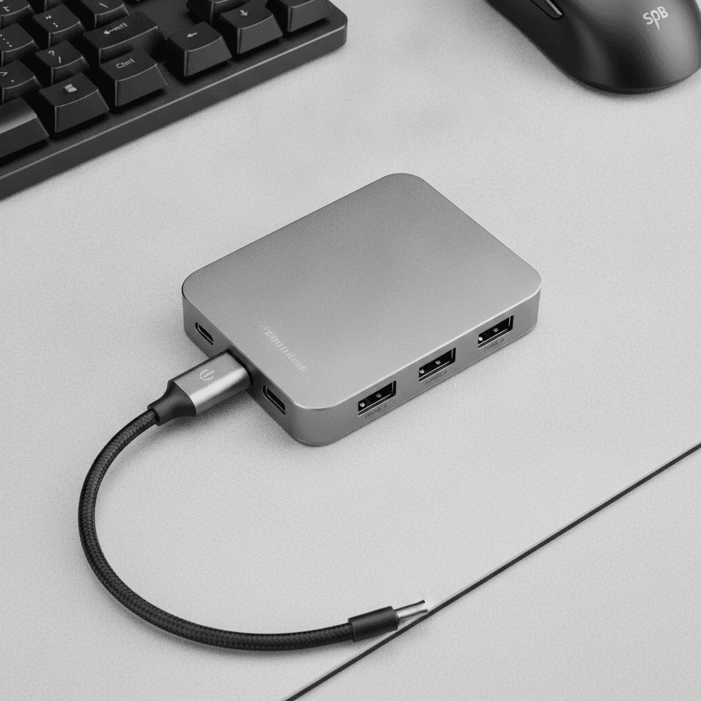 Hub USB-C 7-en-1 en Aluminium avec Passthrough 100W - Gris sidéral